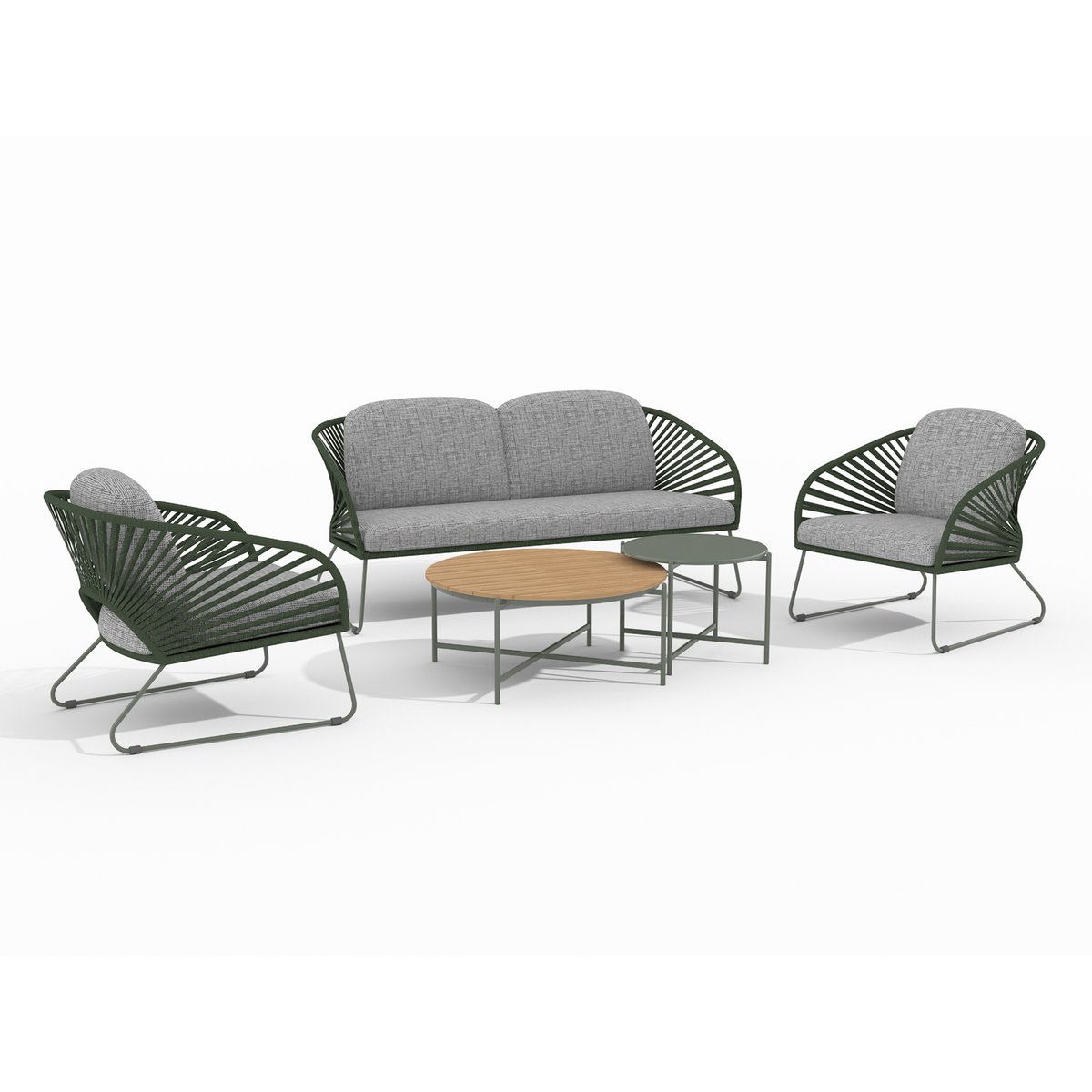 Novella Loungeset - Grijs/Groen, Staal