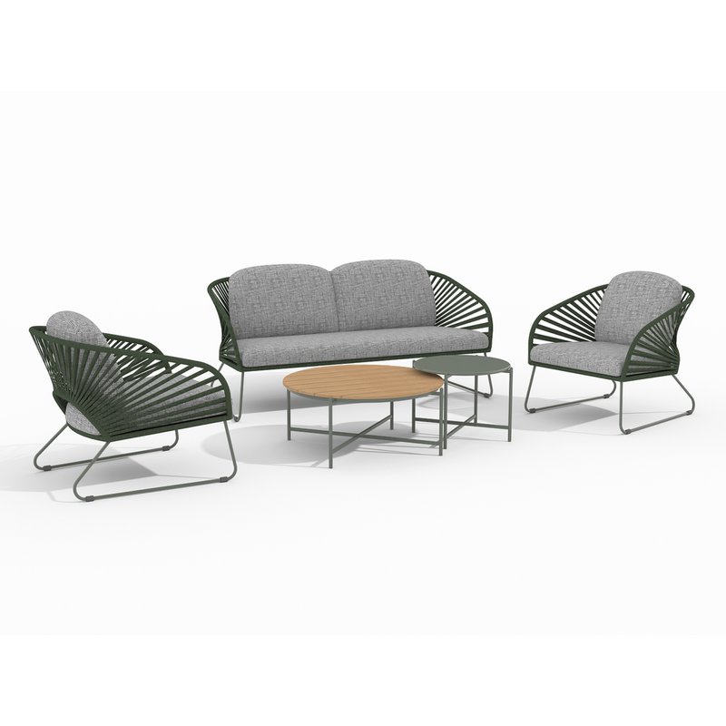 Novella Lounge-Set – Grau/Grün, Stahl