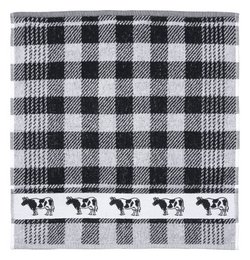 100% Katoenen Keukentextiel Set 6 stuks Cow Block Zwart