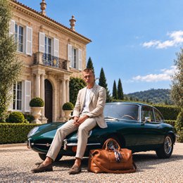 RB1029S | In Italien hergestellte Reisetasche aus echtem Leder mit verstellbarem und abnehmbarem Schultergurt. Reißverschluss und Accessoires aus glänzendem Nickelmetall – Farbe Cognac – Maße: 57 x 26 x 24 cm