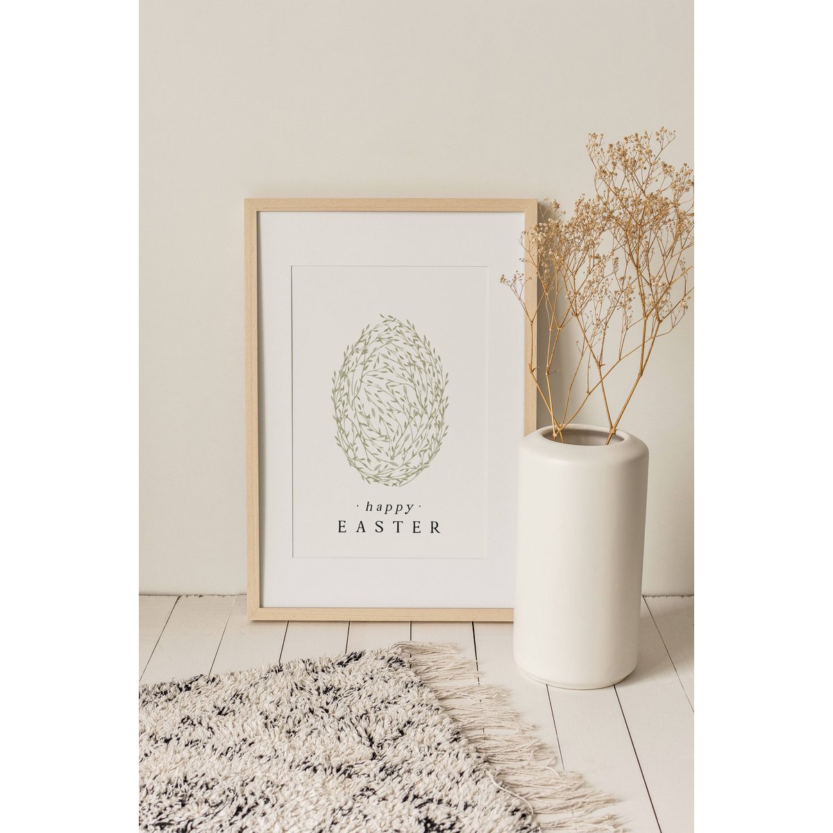 Salie groen paasei poster, Easter egg poster, sage floral Easter egg print, Pasen, Easter poster