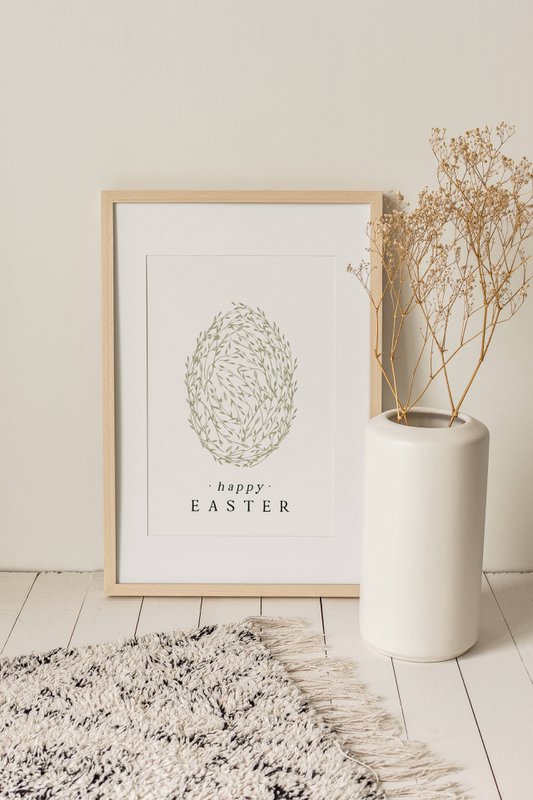Salie groen paasei poster, Easter egg poster, sage floral Easter egg print, Pasen, Easter poster