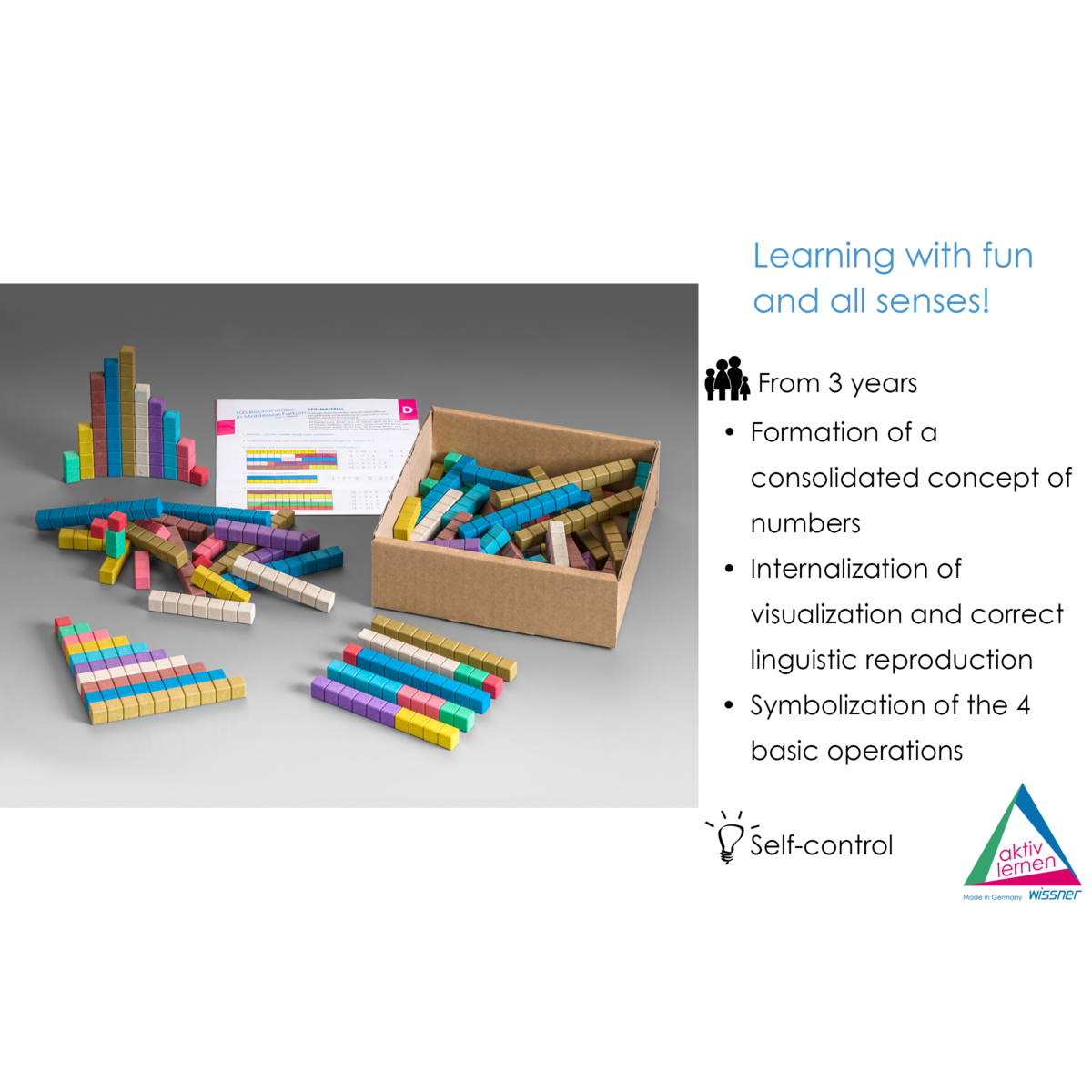 Palitos de calcular en 10 colores Montessori (100 piezas) | corresponden al material de las cuentas