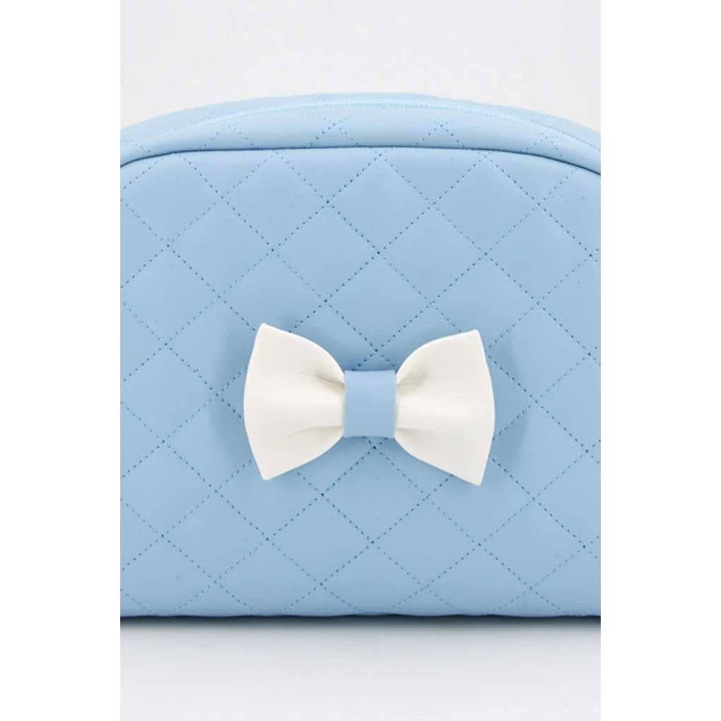 Trousse de toilette matelassée pour bébé avec nœud, rose