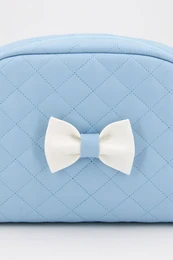 Trousse de toilette matelassée pour bébé avec nœud, rose