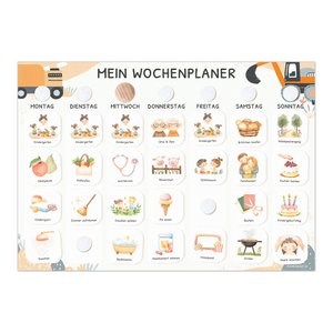 Wochenplaner Kinder inkl. 350 Routinekärtchen - Motiv Bagger