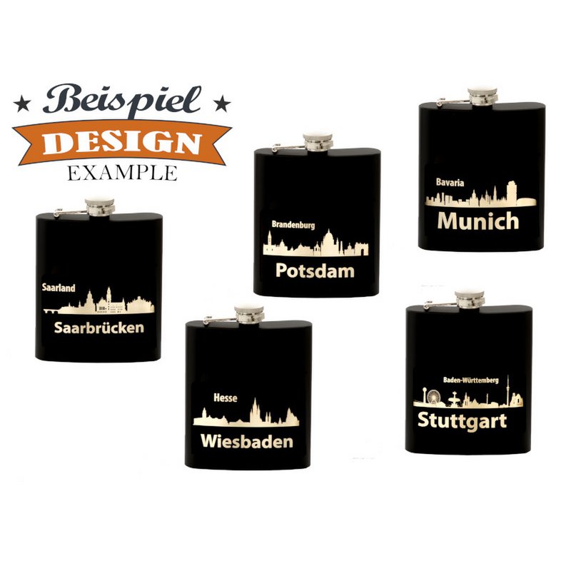 Metal hoftekolbe, sort, 200ml