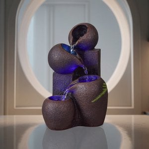 Indoor Fountain - Luba - Zen and Relaxing Atmosphere - Colored Led Light - Cascading Flow - Decorative Gift Idea
