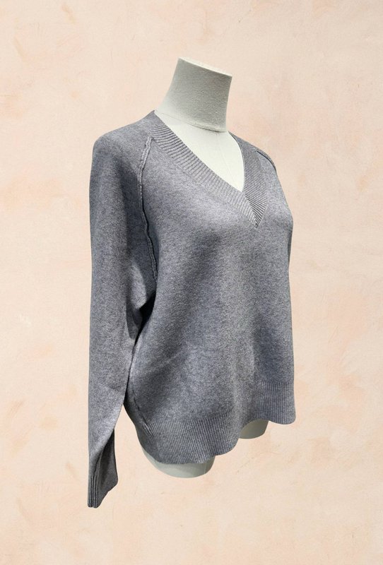 Jersey punto canalé manga larga cuello pico - Viscosa - 1336