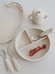 Piastra a ventosa divisa in silicone - Beige ostrica