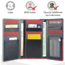 Sunsa women's wallet. leather purse. Wallet with RFID protection. Sustainable wallet made from leather scraps. Large women's wallet with many credit card compartments - wallet/purses for women the best gift idea.