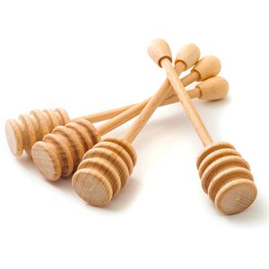 Set van 4 Houten Honinglepels - Honey Dipper 15 cm