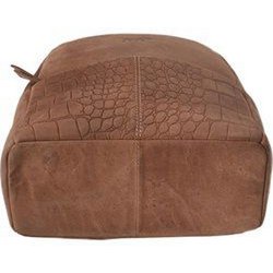 Backpack Ladies con crofone in pelle marrone chiaro - zaino in pelle di lusso con stampa di coccodrilli, una combinazione perfetta di stile e funzionalità per l'uso quotidiano.