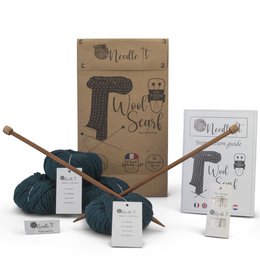 NEEDLE IT® Strickset für erwachsene Anfänger, komplett mit Stricknadeln – DIY Stricken von Wollschal – Geschenkidee (Dunkelgrün)