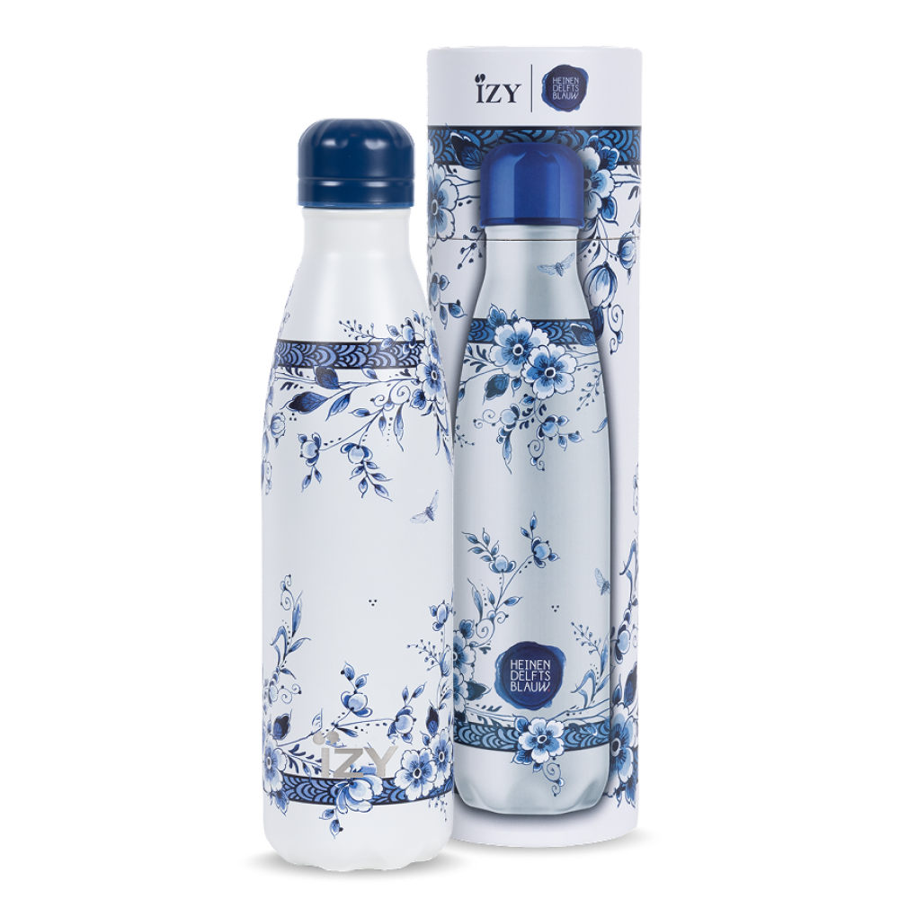 IZY Thermos Bottle Heinen Delfts Blue - Faience - 500ML To-Go Insulated Water Bottles