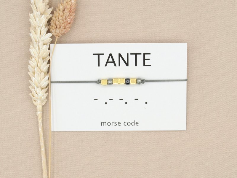 Morse code armband Tante (zilver,rosé goud,goud)
