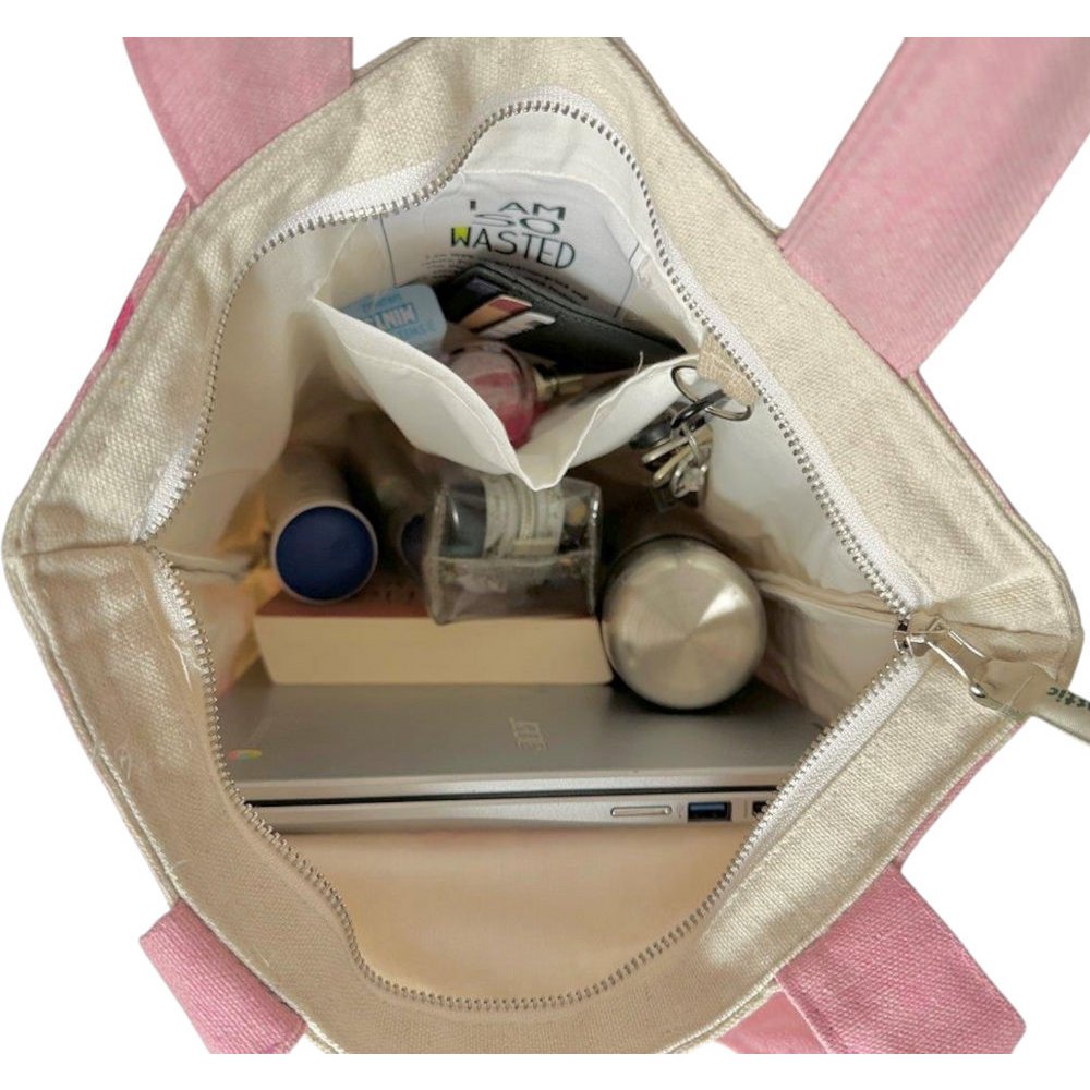 Bolsa de mano sostenible con cremallera - potencia de flores nomorplástica