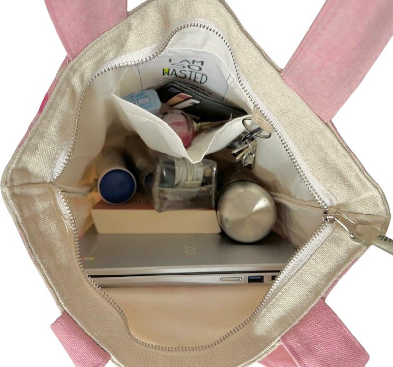 Duurzame Tote Bag met ritssluiting - NoMorePlastic Flower Power