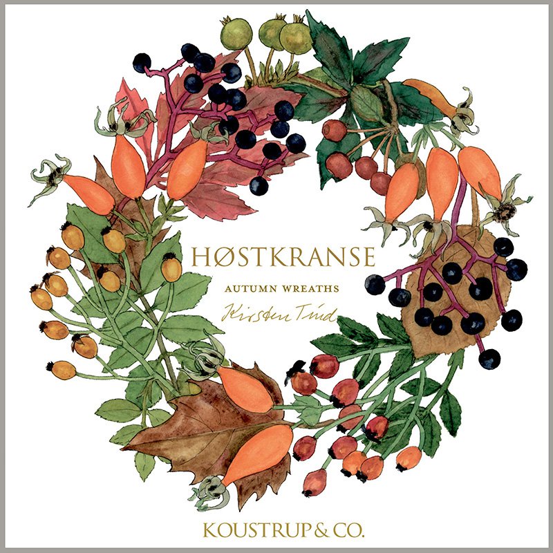 Herfstkransen - Vierkante kaartenmap met 8 kaarten en enveloppen