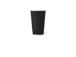 Beker porselein LAP 450ml met silic. grip honingraat Black