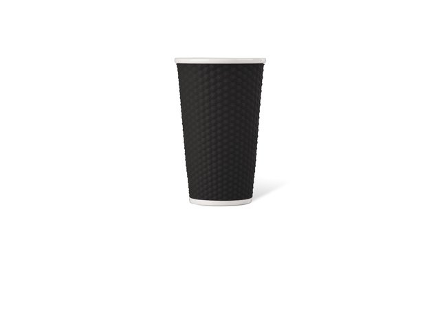 Kubek porcelanowy LAP 450ml z silikonem. uchwyt o strukturze plastra miodu, czarny