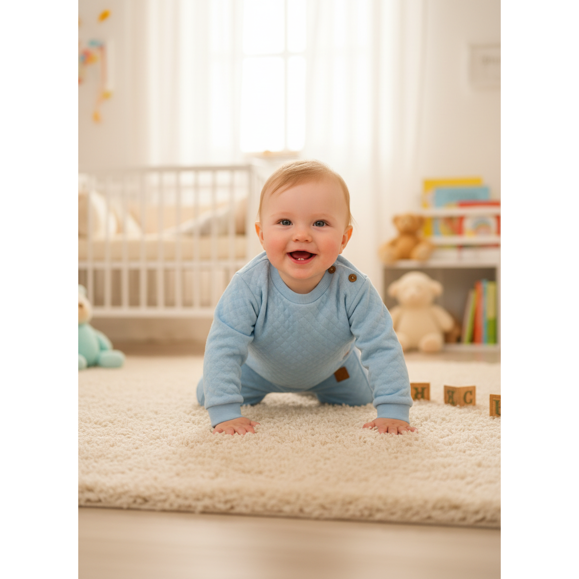 Little Chiq Baby Sweater tissu gaufré bleu