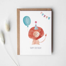 Faltkarte "Kindergeburtstag Löwe"