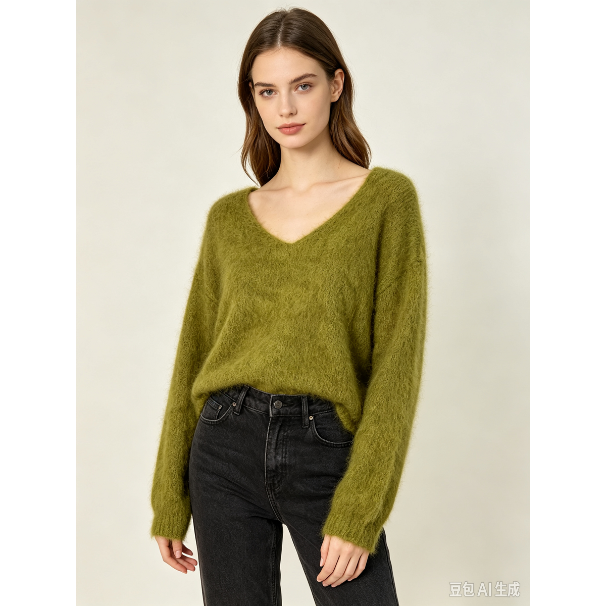 Mohair trui met V-hals REF. 7714