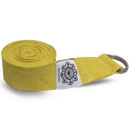 Żółta bawełniana joga 8 Ft. Pasek z owiniętym 1,5-calowym pierścieniem D