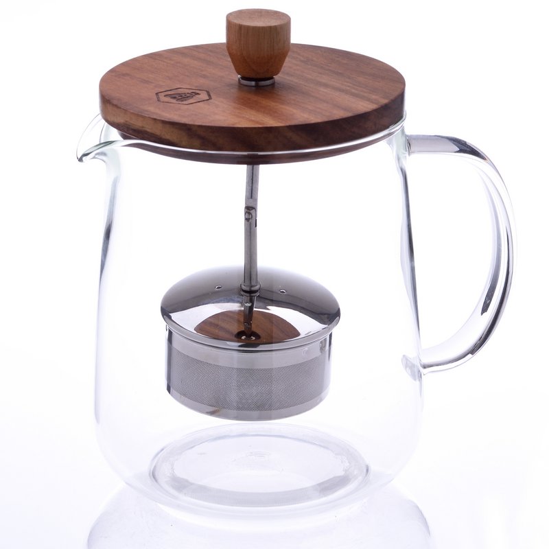 Teiera con Coperchio in Legno e Infusore Removibile 1L