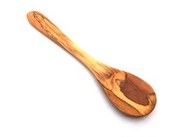 Cuillère de cuisine manche large 30 cm plat en bois d'olivier