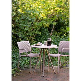 Barletta Bistro table, polypropylen/steel, taupe, ø70x73,5 cm