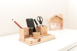 Organisateur de bureau en bois, organisateur de bureau en bois