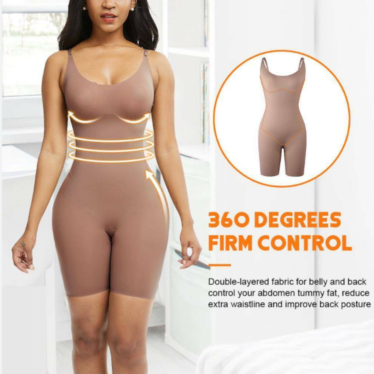 Sculpting Bodysuit Shapewear - Mid Thigh - Nude
