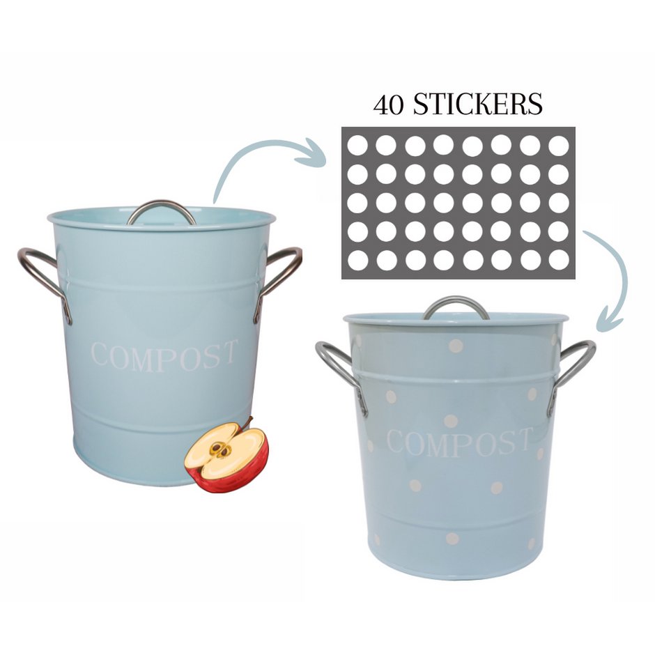 Blue Compost Bin met witte stippen 21x19 cm Isabelle Rose