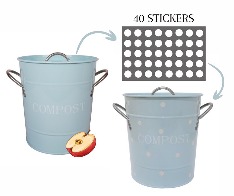 Blue Compost Bin With White Dots 21x19 cm Isabelle Rose