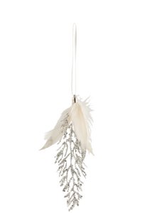 J-Line Christmas pendant Plume + Stone - feathers - silver