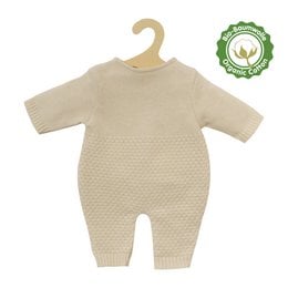 Soft, organic cotton doll romper in ecru color, suitable for dolls 35-45cm in size.