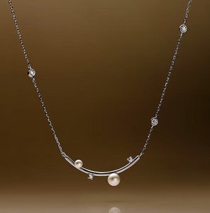 Sterling Silver Starry Pearl and Crystal Necklace