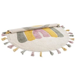 Alfombra infantil de algodón lavable arcoíris con pompones RAINBOW MOSS