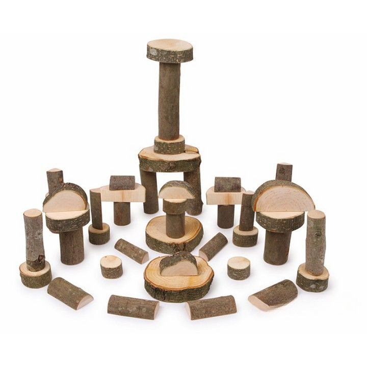 Blocs de construction en bois confortables Nature 50 pièces de jouet durable
