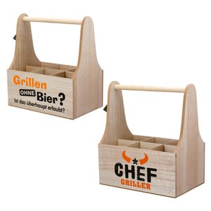 Bottle carrier grill 2-sort. Natural colors H. 29.5 cm, VE 4