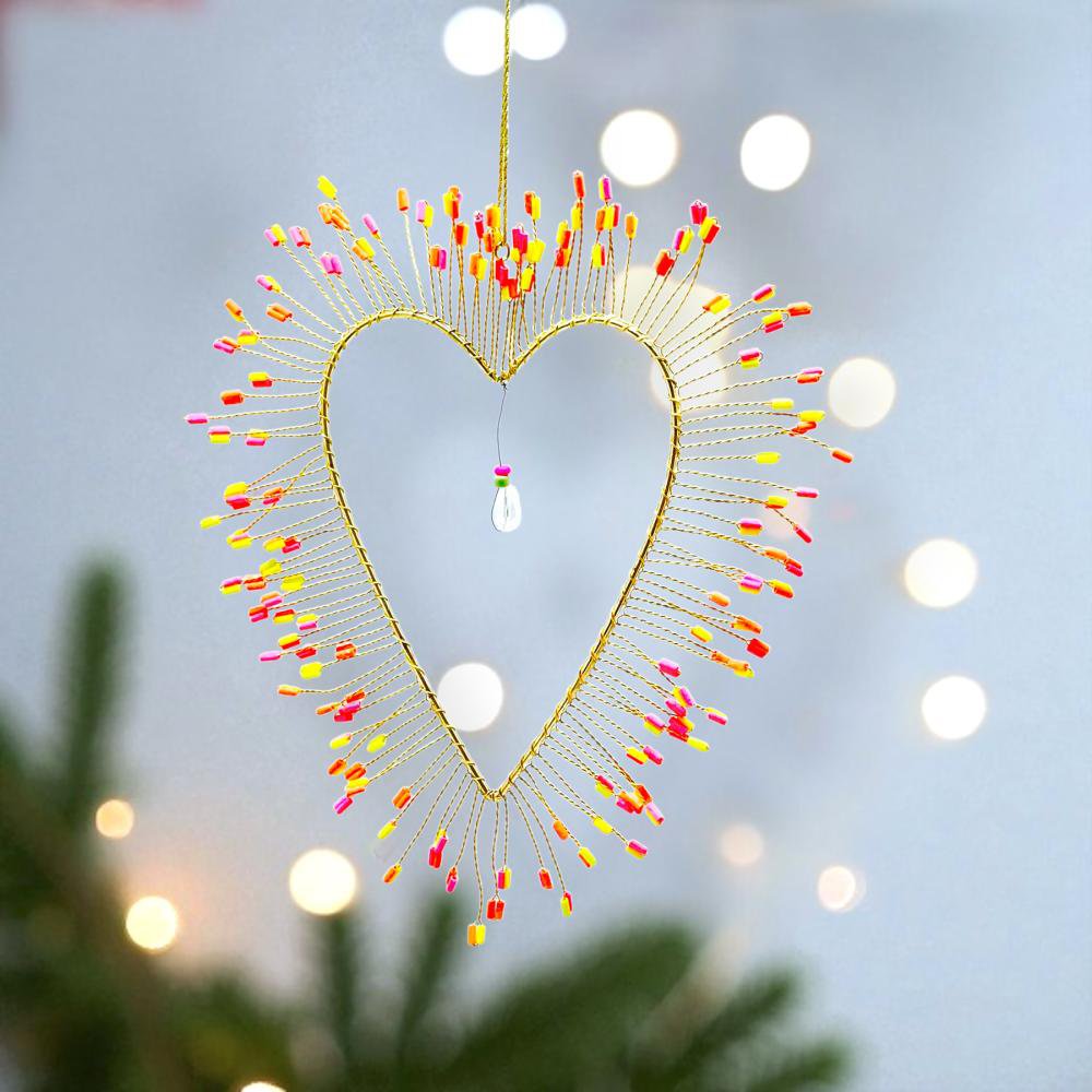 Decoratie FUNKEL Ultrafijn hart neon oranje