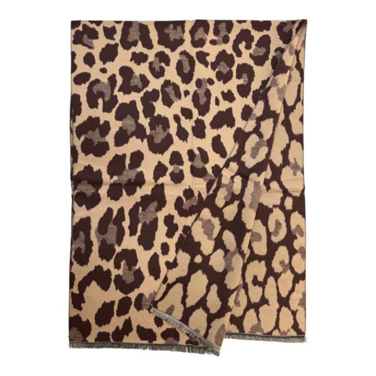 Sciarpa reversibile in lana con stampa animalier ITFUHFRH604