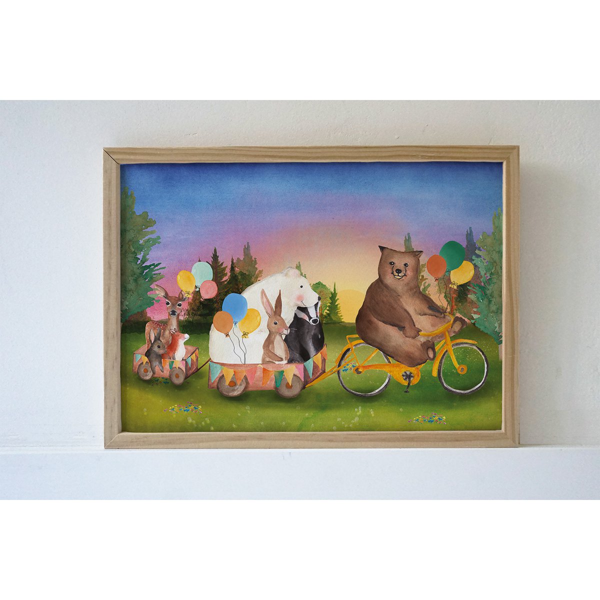 Poster Train with animals