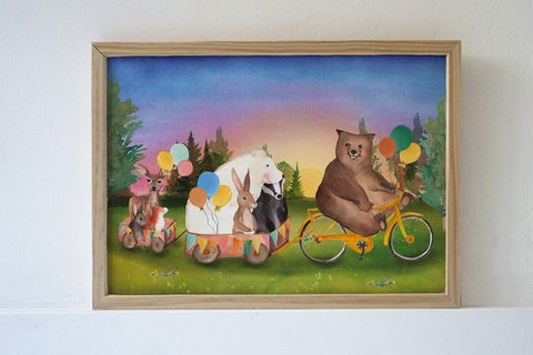 Poster Zug mit Tieren