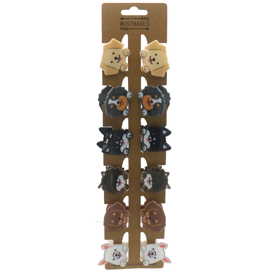R-H8.1 H1126-001 Hair Clips Dogs 2.5cm -  3.5cm - 12pcs