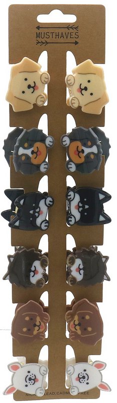R-H8.1 H1126-001 Hair Clips Dogs 2.5cm -  3.5cm - 12pcs