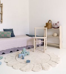 Round washable cotton children's bedroom rug "petals" finish GABRIELLE