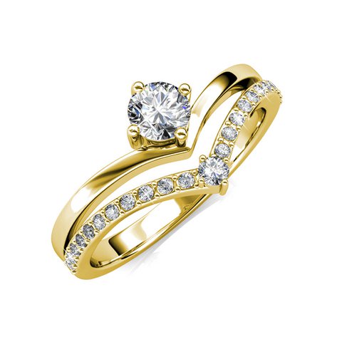 Zinnia Ring - Gold and Crystal
